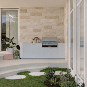 Pitched Travertine Cladding | Traditional Blend | BBQ wall